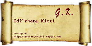 Görheny Kitti névjegykártya